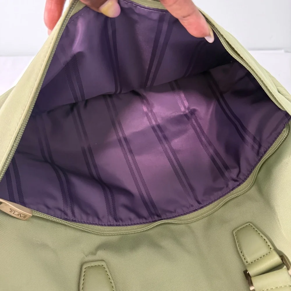 Tumi Olive Green Nylon Laptop Briefcase Messenger Bag Gold Hardware